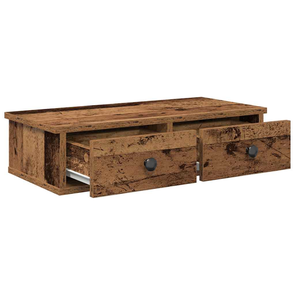 Scaffale a Parete con Cassetti Antico 60x28x15 cm in Truciolato | homemem39