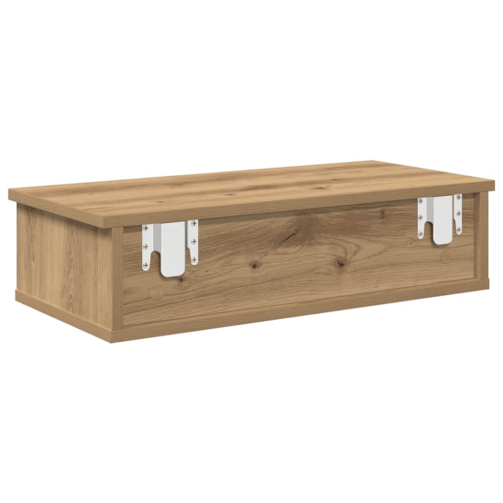 Scaffale a Parete con Cassetti Rovere 60x28x15 cm in Truciolato | homemem39