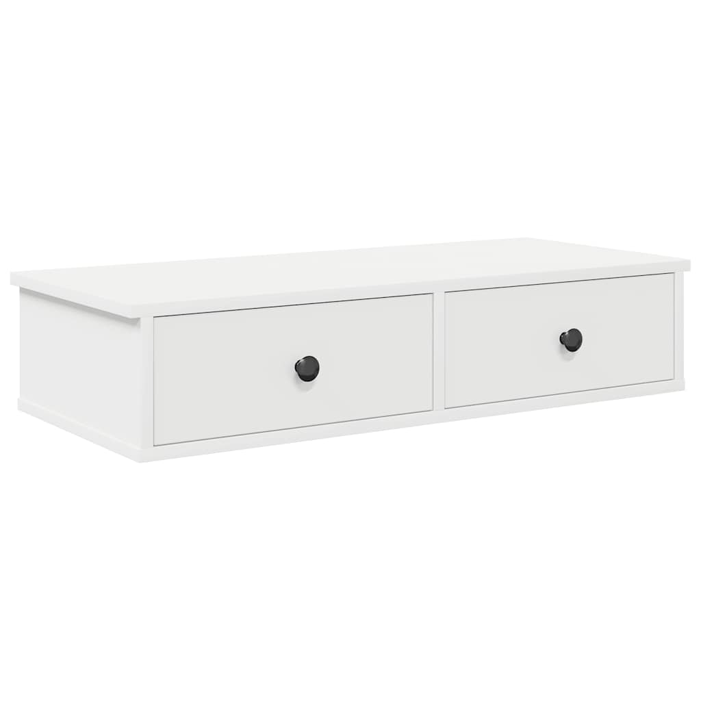 Scaffale a Parete con Cassetti Bianco 80x34x17 cm in Truciolato | homemem39