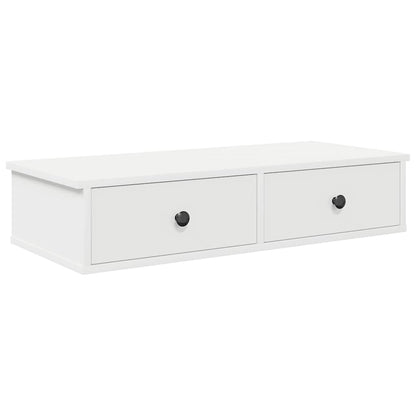 Scaffale a Parete con Cassetti Bianco 80x34x17 cm in Truciolato | homemem39