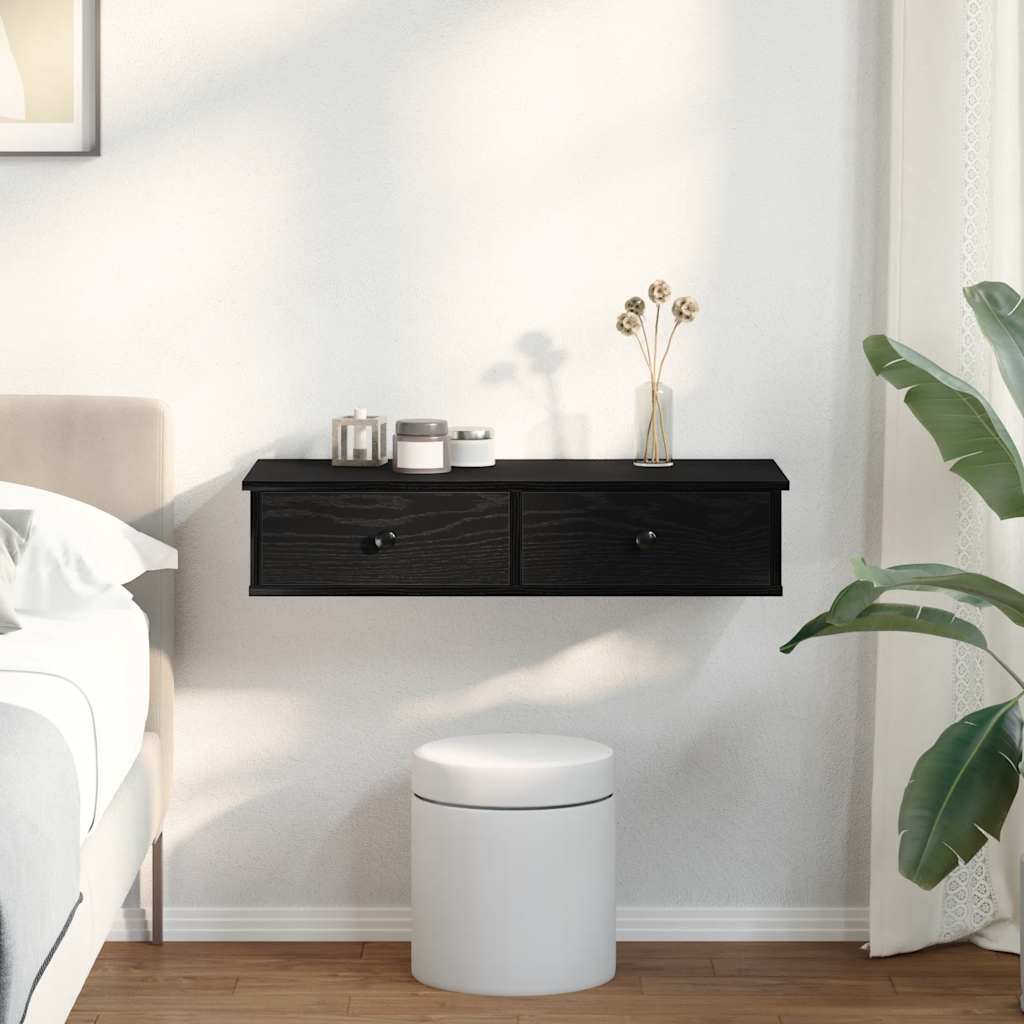 Scaffale a Parete con Cassetti Nero 80x31x17 cm in Truciolato | homemem39