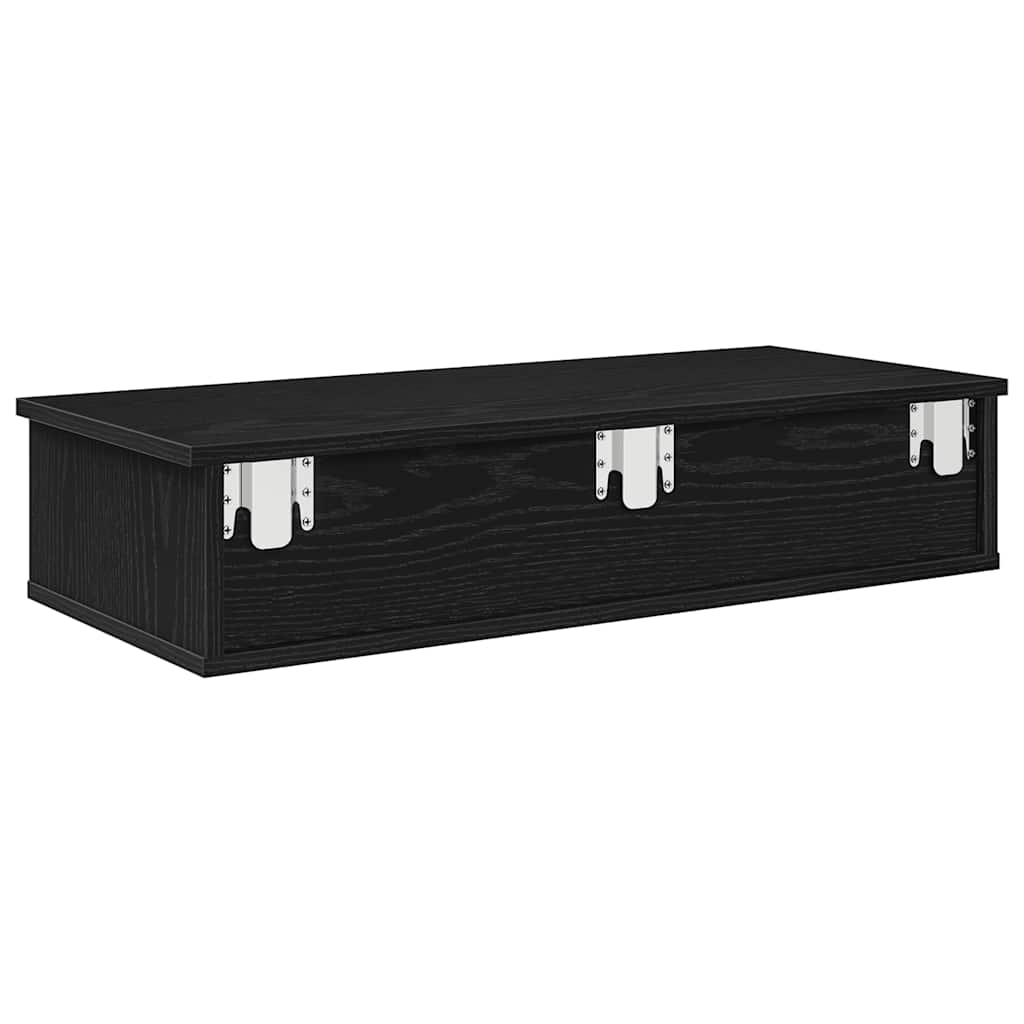 Scaffale a Parete con Cassetti Nero 80x31x17 cm in Truciolato | homemem39