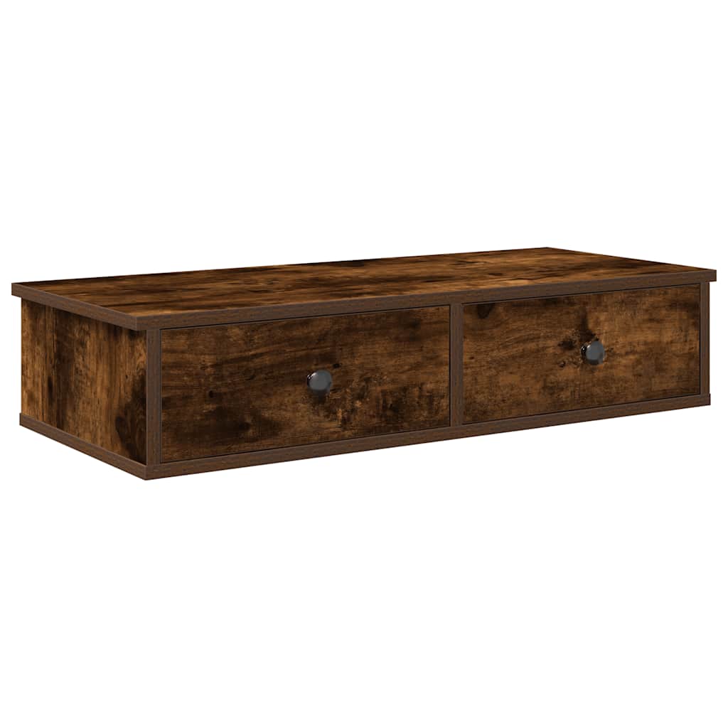 Scaffale a Parete con Cassetti Fumo 80x31x17 cm in Truciolato | homemem39