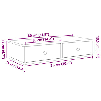 Scaffale a Parete con Cassetti Fumo 80x31x17 cm in Truciolato | homemem39