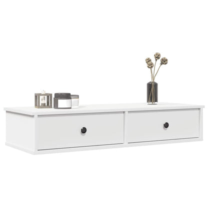 Scaffale a Parete con Cassetti Bianco 100x37,5x19 cm Truciolato | homemem39
