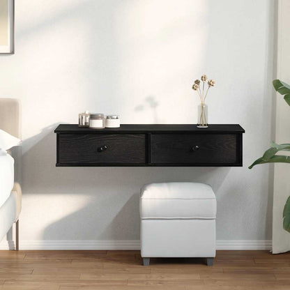 Scaffale a Parete con Cassetti Nero 100x37,5x19cm in Truciolato | homemem39