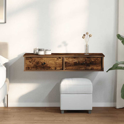 Scaffale a Parete con Cassetti Fumo 100x37,5x19cm in Truciolato | homemem39
