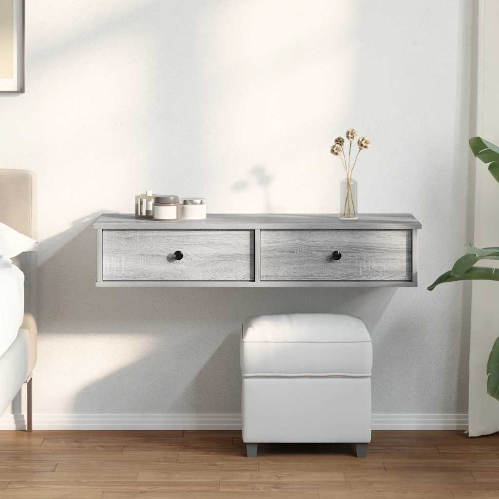 Scaffale a Parete con Cassetti Grigio 100x37,5x19 cm Truciolato | homemem39