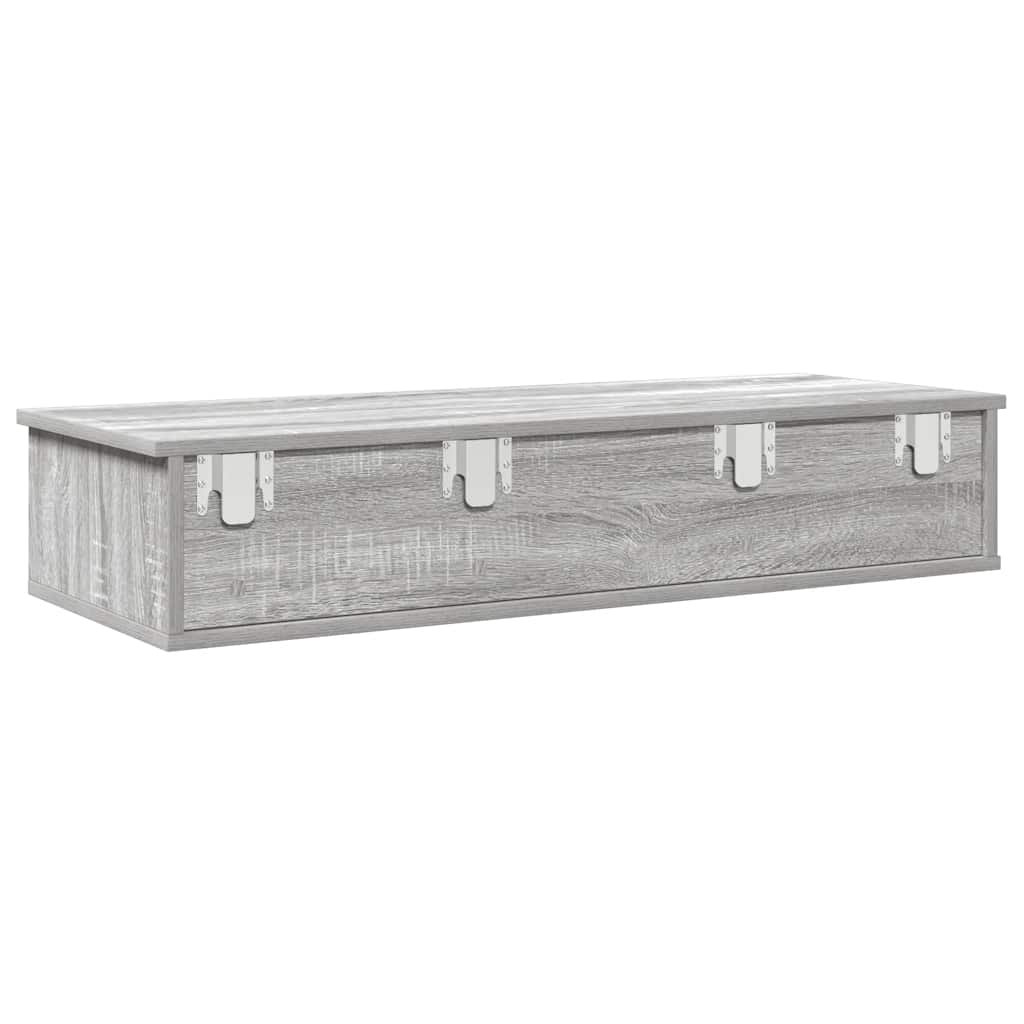 Scaffale a Parete con Cassetti Grigio 100x37,5x19 cm Truciolato | homemem39