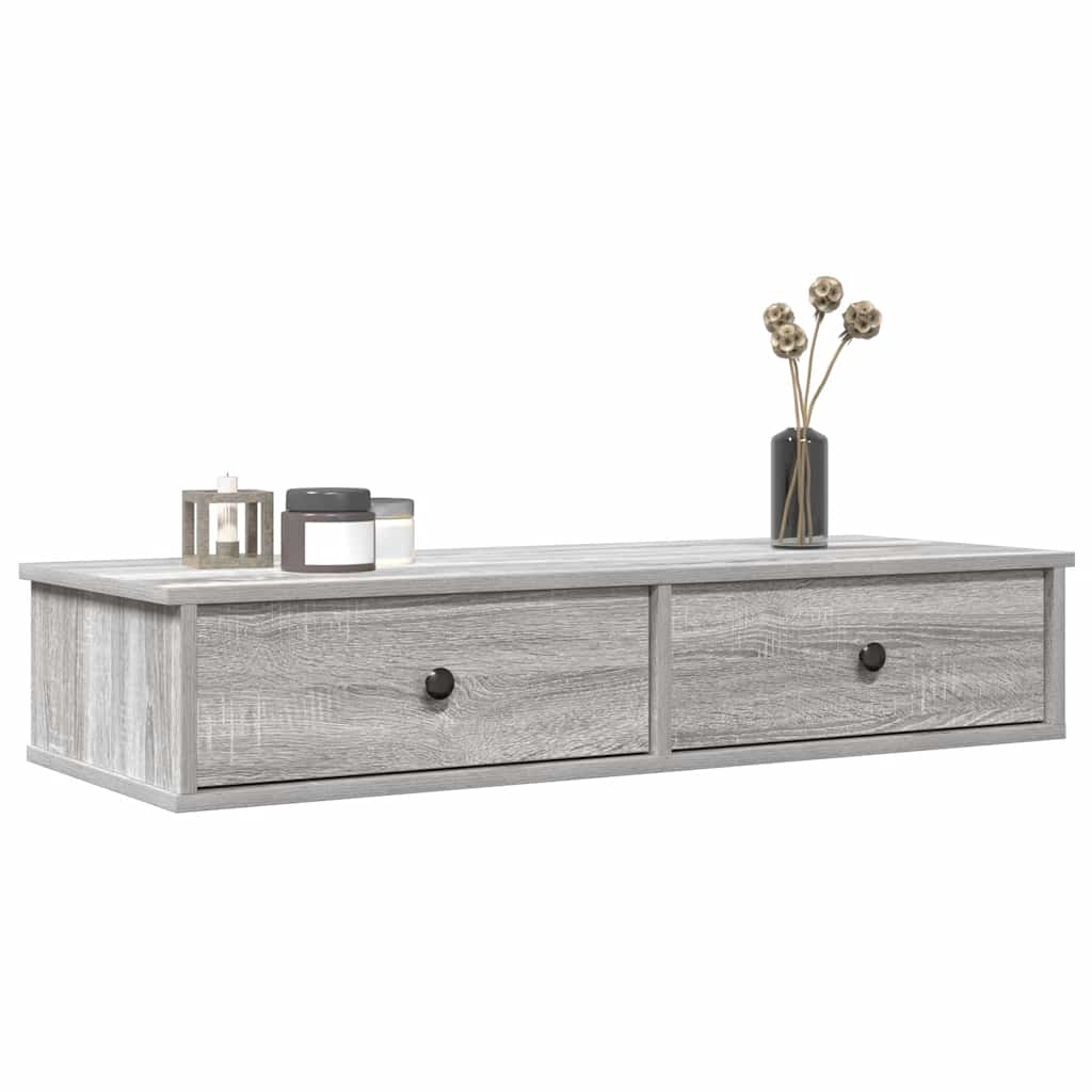 Scaffale a Parete con Cassetti Grigio 100x37,5x19 cm Truciolato | homemem39
