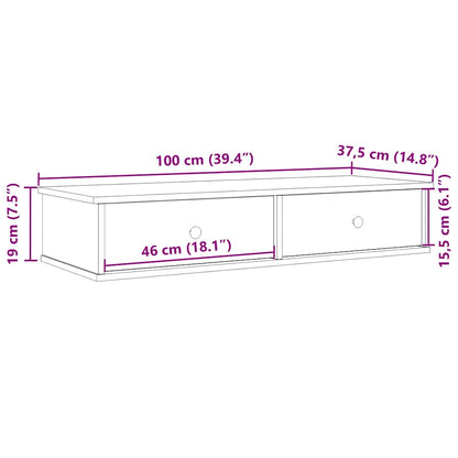 Scaffale a Parete con Cassetti Rovere 100x37,5x19 cm Truciolato | homemem39