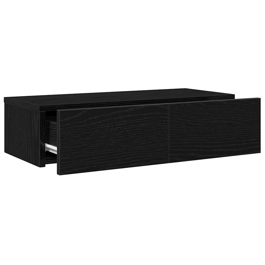 Scaffale a Parete con Cassetti Nero 60x26,5x15 cm in Truciolato | homemem39