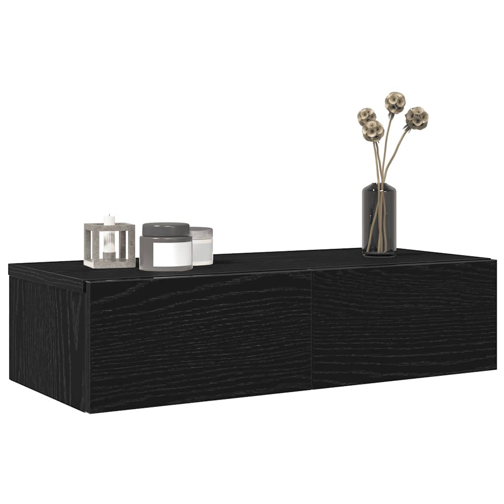 Scaffale a Parete con Cassetti Nero 60x26,5x15 cm in Truciolato | homemem39