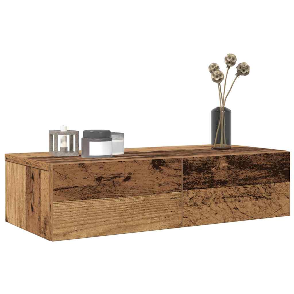 Scaffale a Parete con Cassetti Antico 60x26,5x15 cm Truciolato | homemem39