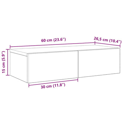 Scaffale a Parete con Cassetti Rovere 60x26,5x15 cm Truciolato | homemem39