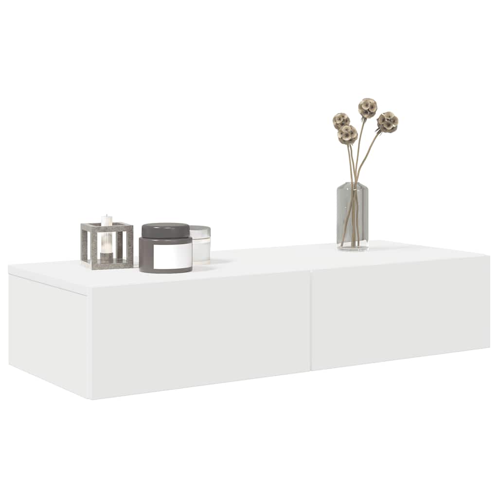 Scaffale a Parete con Cassetti Bianco 80x33x17 cm in Truciolato | homemem39