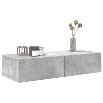 Scaffale a Parete con Cassetti Grigio 80x33x17 cm in Truciolato | homemem39