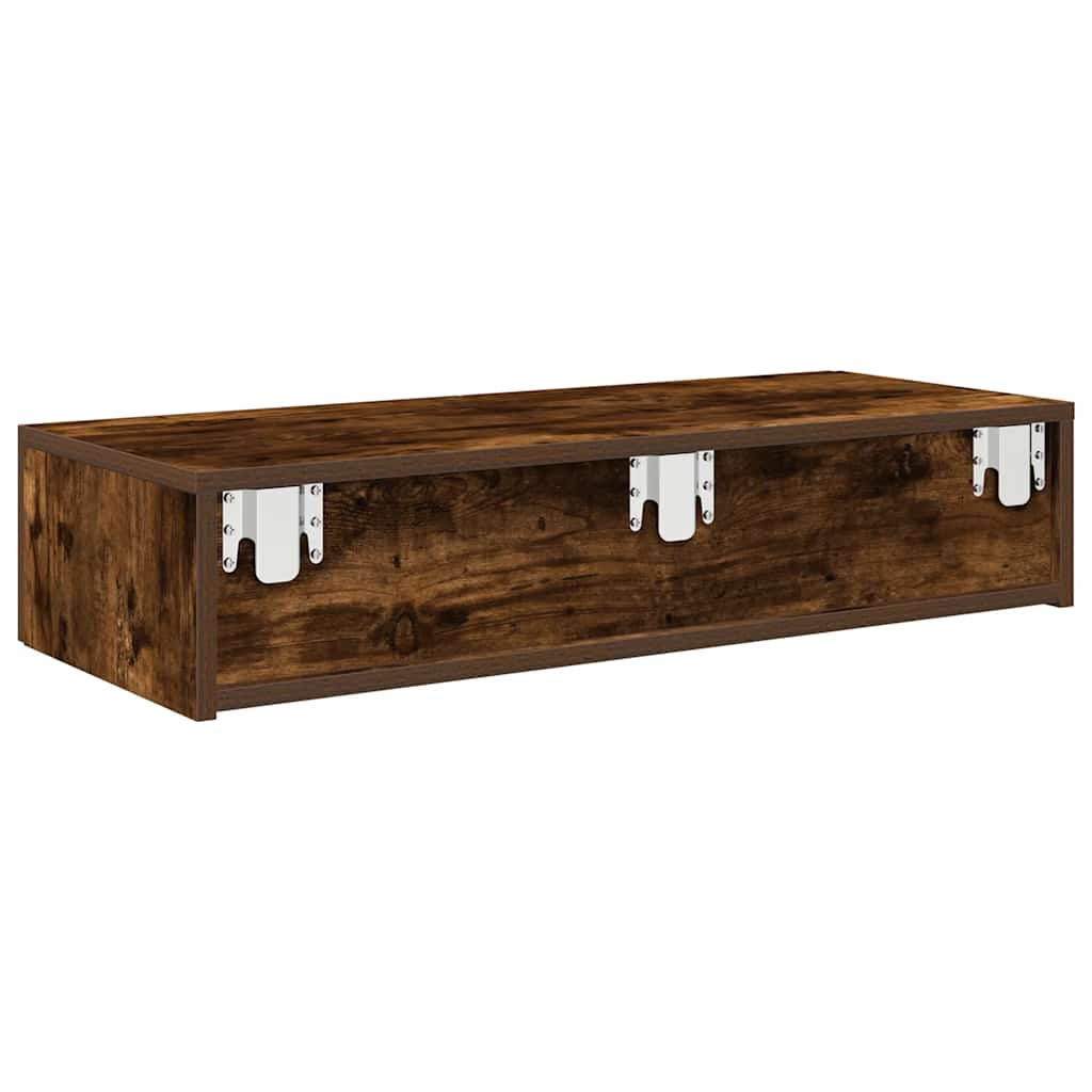 Scaffale a Parete con Cassetti Fumo 80x33x17 cm in Truciolato | homemem39