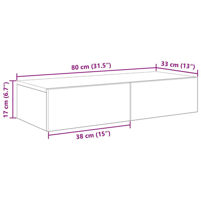 Scaffale a Parete con Cassetti Fumo 80x33x17 cm in Truciolato | homemem39