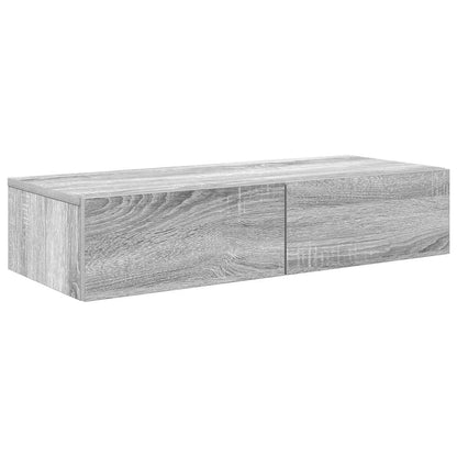 Scaffale a Parete con Cassetti Grigio 80x33x17 cm in Truciolato | homemem39