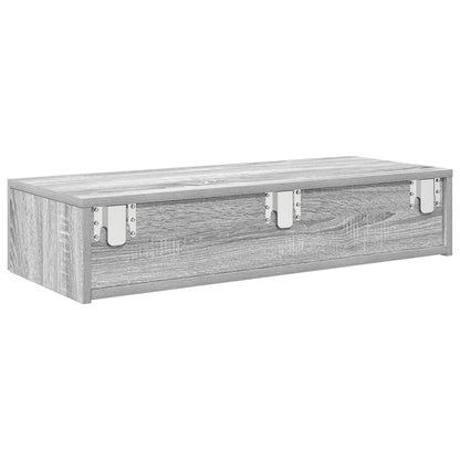 Scaffale a Parete con Cassetti Grigio 80x33x17 cm in Truciolato | homemem39