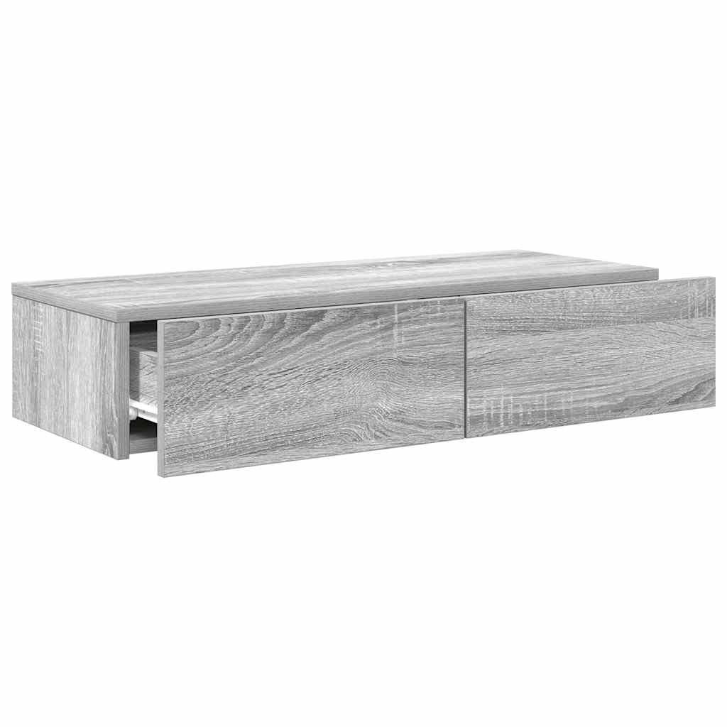 Scaffale a Parete con Cassetti Grigio 80x33x17 cm in Truciolato | homemem39