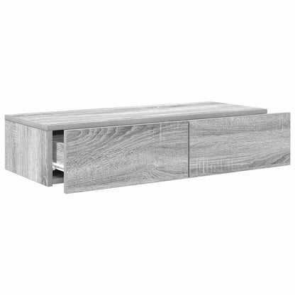 Scaffale a Parete con Cassetti Grigio 80x33x17 cm in Truciolato | homemem39