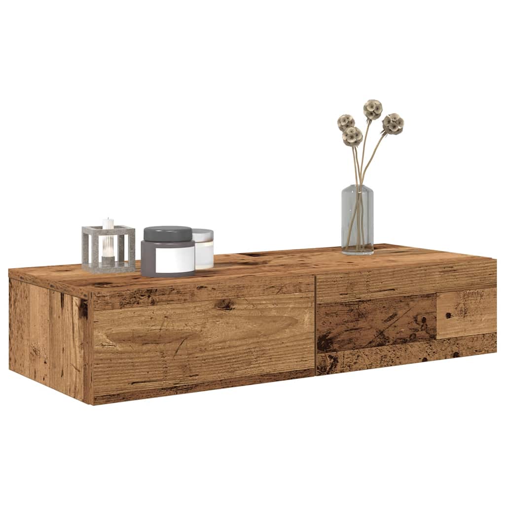 Scaffale a Parete con Cassetti Antico 80x33x17 cm in Truciolato | homemem39