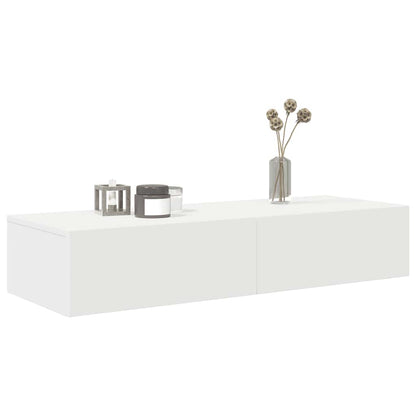 Scaffale a Parete con Cassetti Bianco 100x36x19cm in Truciolato