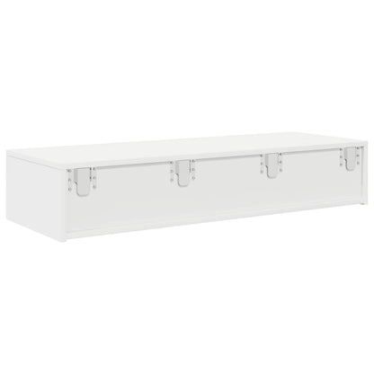 Scaffale a Parete con Cassetti Bianco 100x36x19cm in Truciolato