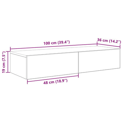 Scaffale a Parete con Cassetti Bianco 100x36x19cm in Truciolato | homemem39