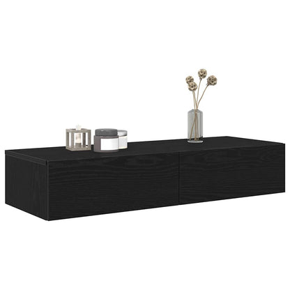 Scaffale a Parete con Cassetti Nero 100x36x19 cm in Truciolato | homemem39