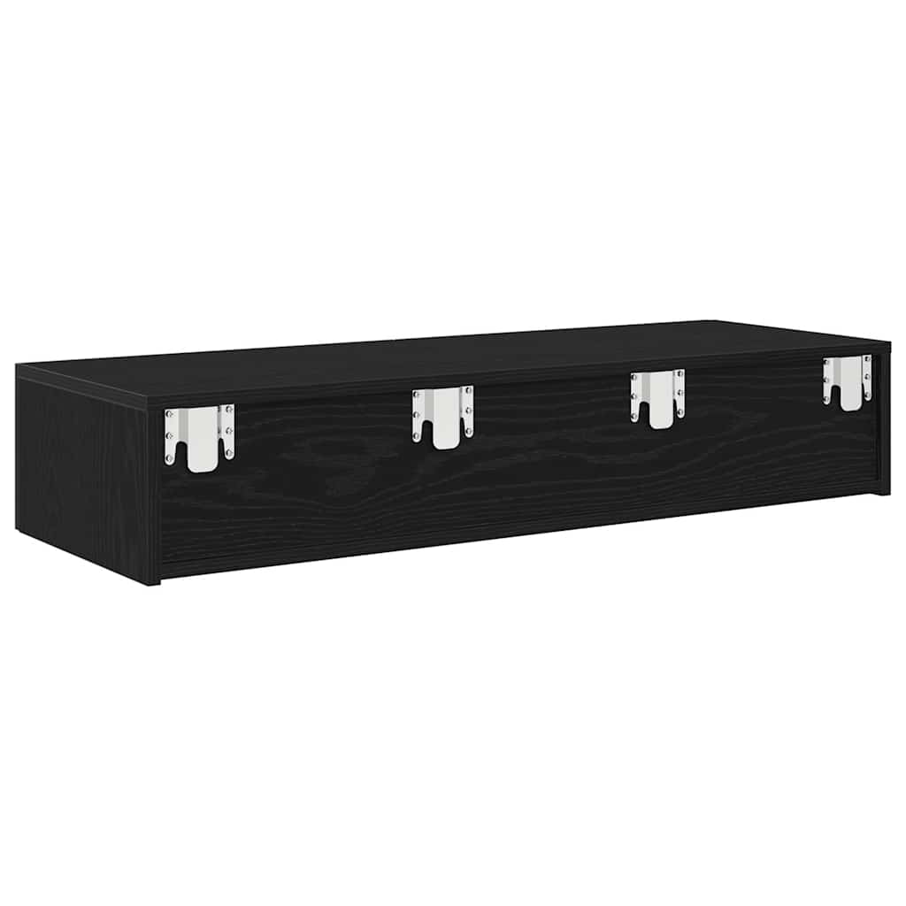Scaffale a Parete con Cassetti Nero 100x36x19 cm in Truciolato | homemem39