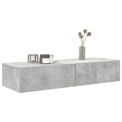 Scaffale a Parete con Cassetti Grigio 100x36x19cm in Truciolato