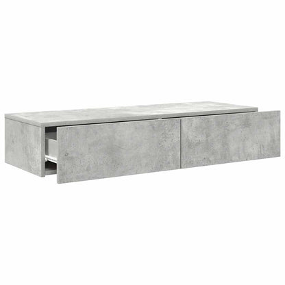 Scaffale a Parete con Cassetti Grigio 100x36x19cm in Truciolato