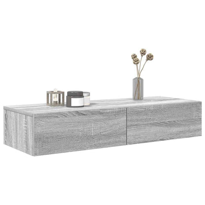 Scaffale a Parete con Cassetti Grigio 100x36x19cm in Truciolato | homemem39