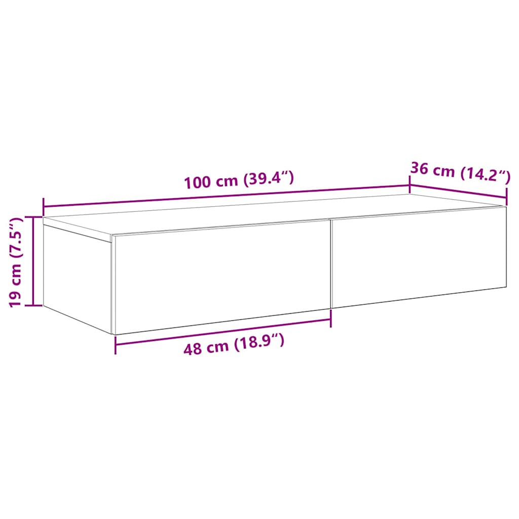 Scaffale a Parete con Cassetti Antico 100x36x19cm in Truciolato | homemem39