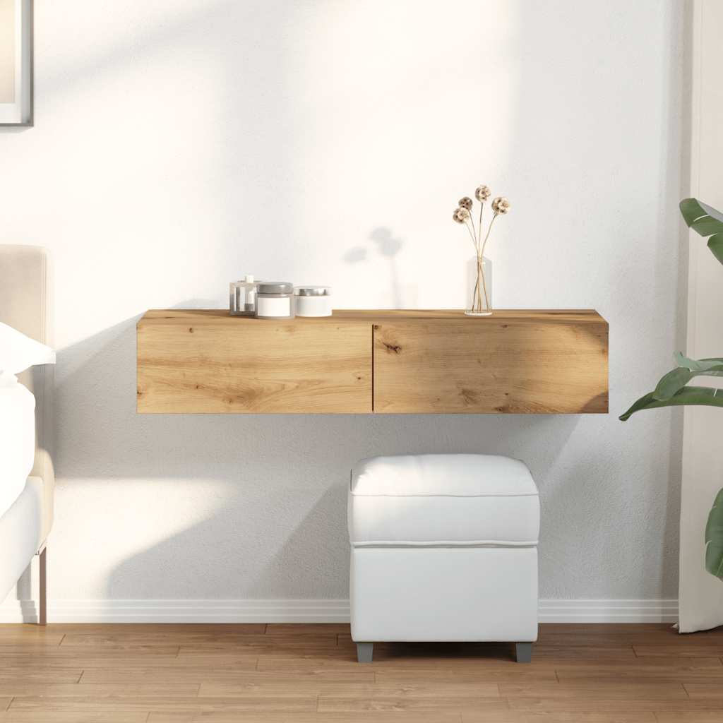 Scaffale a Parete con Cassetti Rovere 100x36x19cm in Truciolato | homemem39