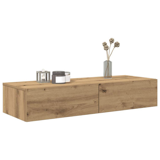 Scaffale a Parete con Cassetti Rovere 100x36x19cm in Truciolato | homemem39