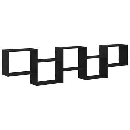 Mensola a Cubo da Parete 5 Scomparti Legno Multistrato Nero | homemem39