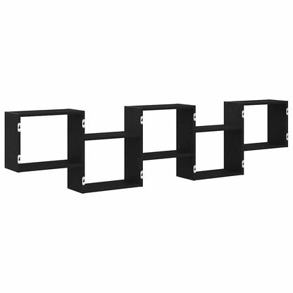 Mensola a Cubo da Parete 5 Scomparti Legno Multistrato Nero | homemem39