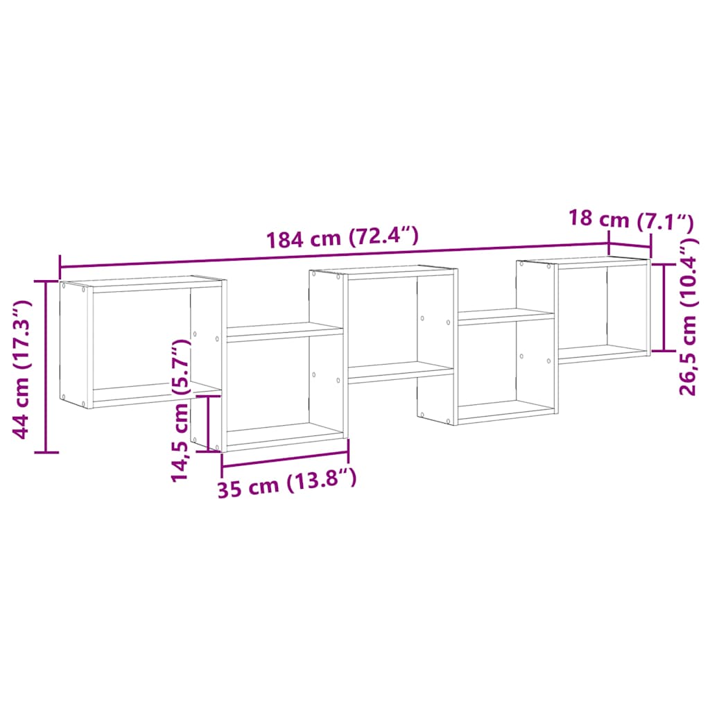 Mensola a Cubo da Parete 5 Scomparti Legno Multistrato Nero | homemem39