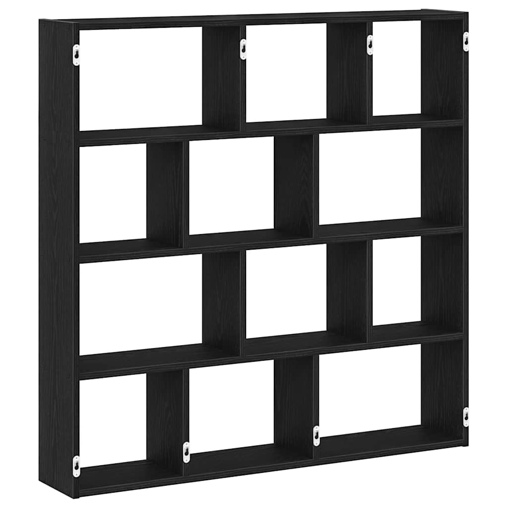 Mensola a Cubo da Parete 12 Scomparti Nero in Truciolato | homemem39