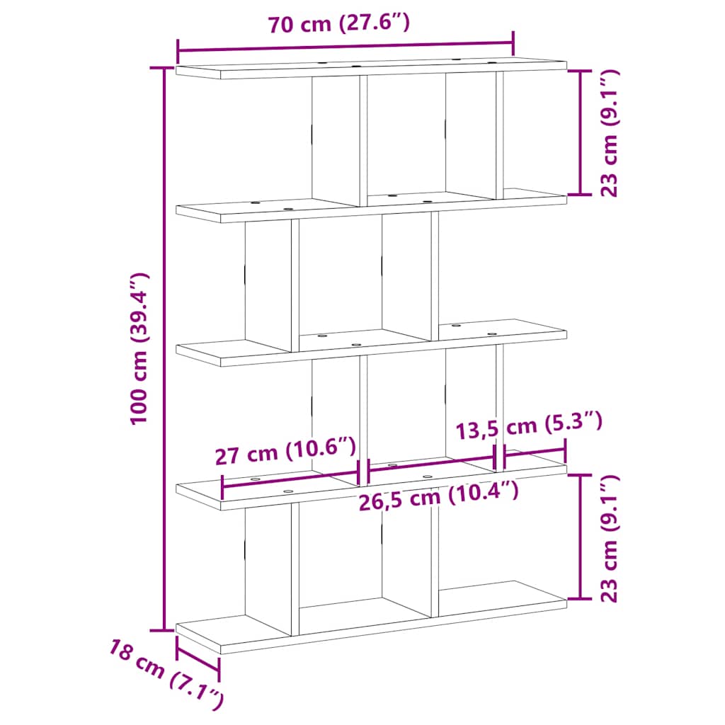 Mensola a Cubo da Muro 12 Scomparti in Truciolato Rovere Sonoma | homemem39