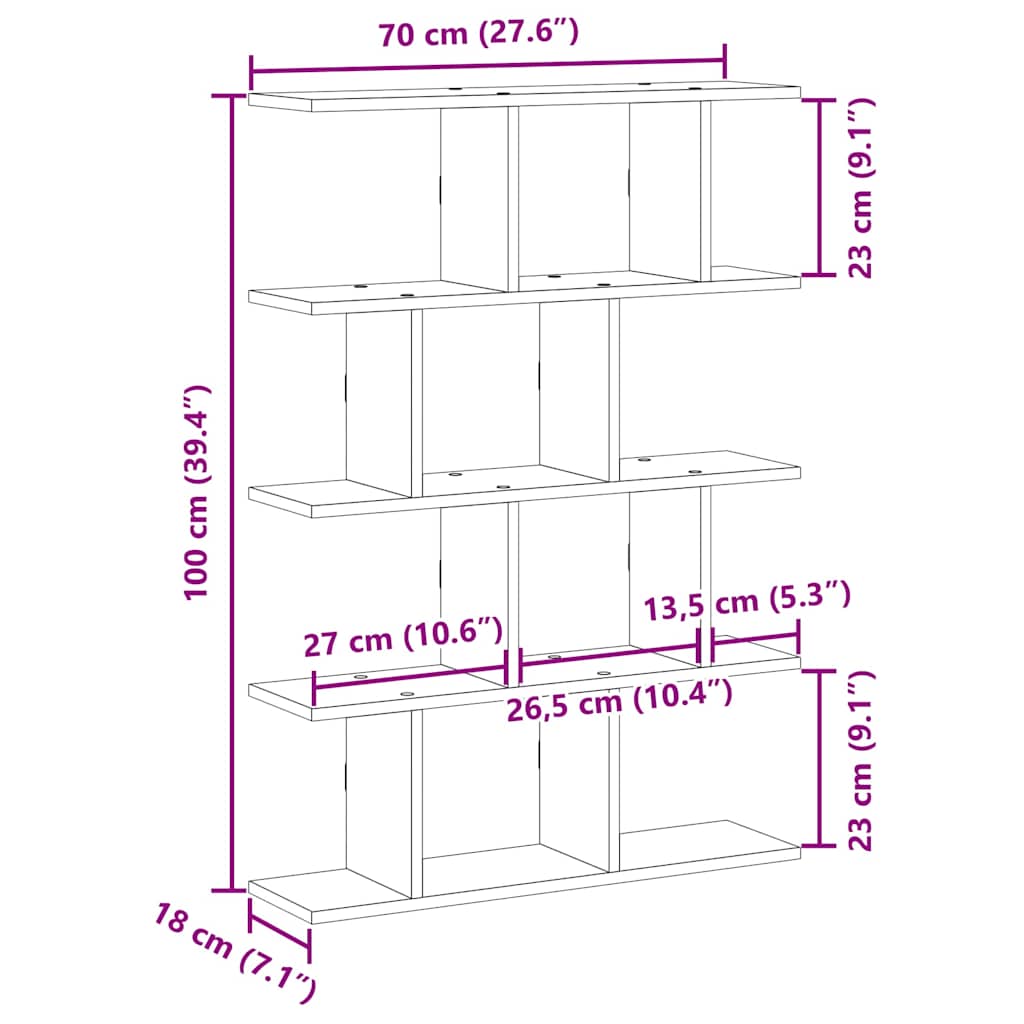 Mensola a Cubo da Muro 12 Scomparti in Truciolato Sonoma Grigio | homemem39