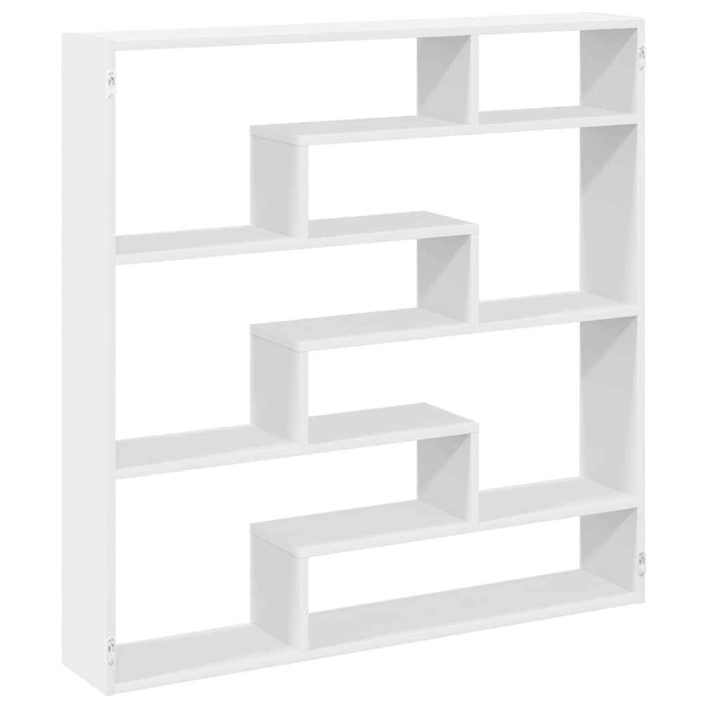 Mensola a Cubo da Parete 7 Scomparti in Truciolato Bianco | homemem39