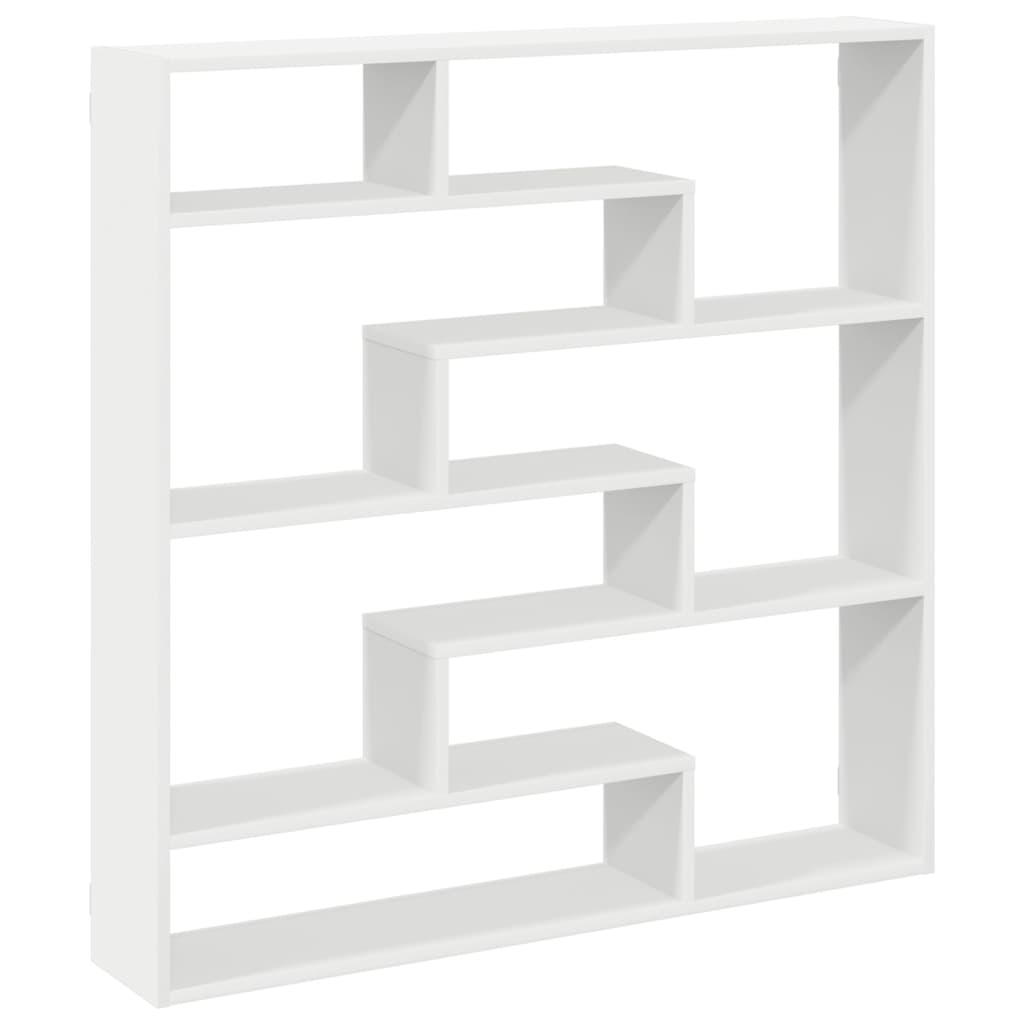 Mensola a Cubo da Parete 7 Scomparti in Truciolato Bianco | homemem39