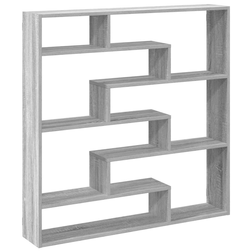 Mensola a Cubo da Parete 7 Scomparti Truciolato Grigio Sonoma