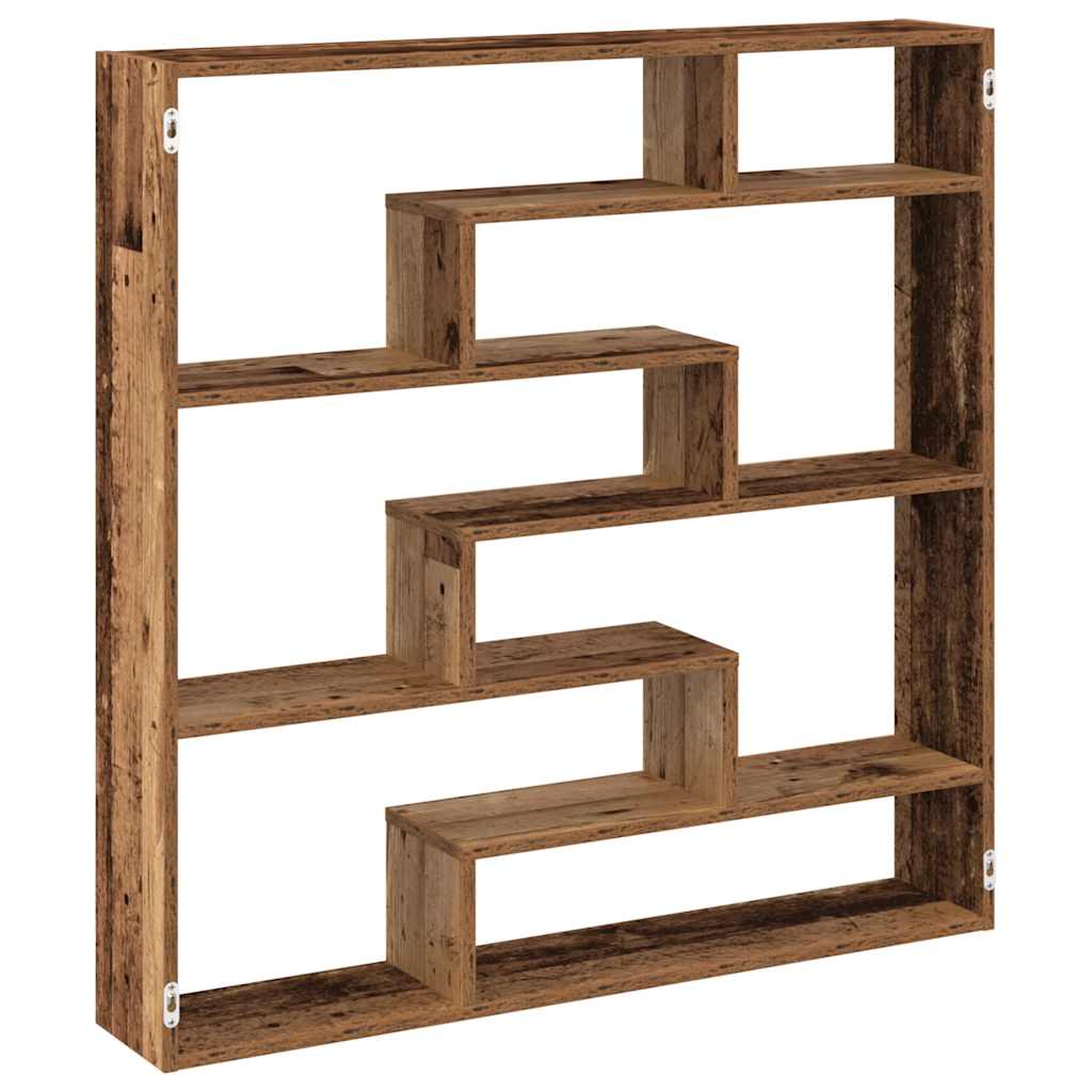 Mensola a Cubo da Parete 7 Scomparti in Truciolato Legno Antico | homemem39