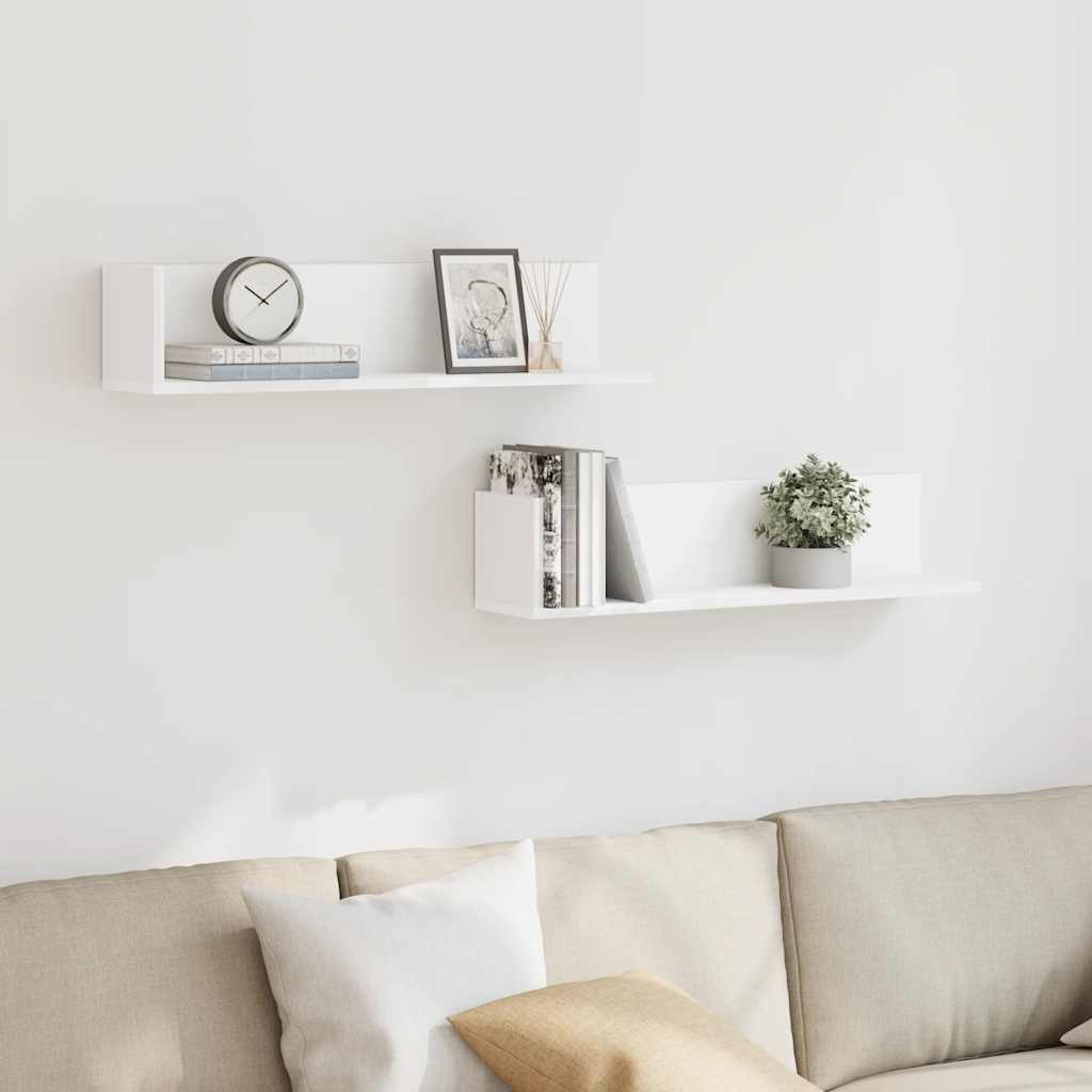 Mensole a Muro 2 pz Bianche 75x16,5x16,5 cm in Truciolato | homemem39